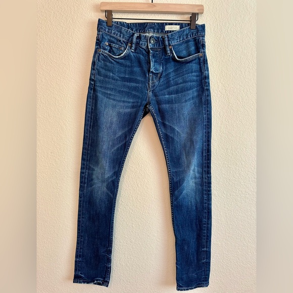 ALLSAINTS Designer Stamp Cigarette Indigo Blue Denim Slim Jeans Button Men’s 28 - Picture 3 of 14